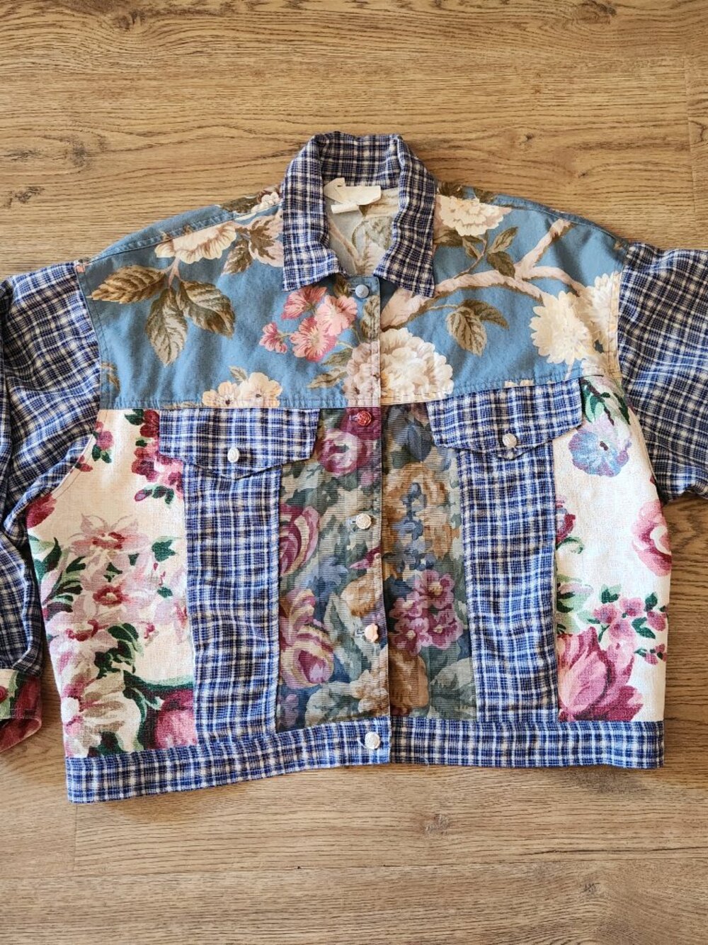 Vintage 90s Patchwork Floral Cropped Jacket My Boyfriends Back Santa Monica